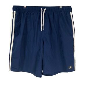 Adidas Men Navy Blue Athletic Lined Shorts Side Stripe Drawstring Waist XL NWT